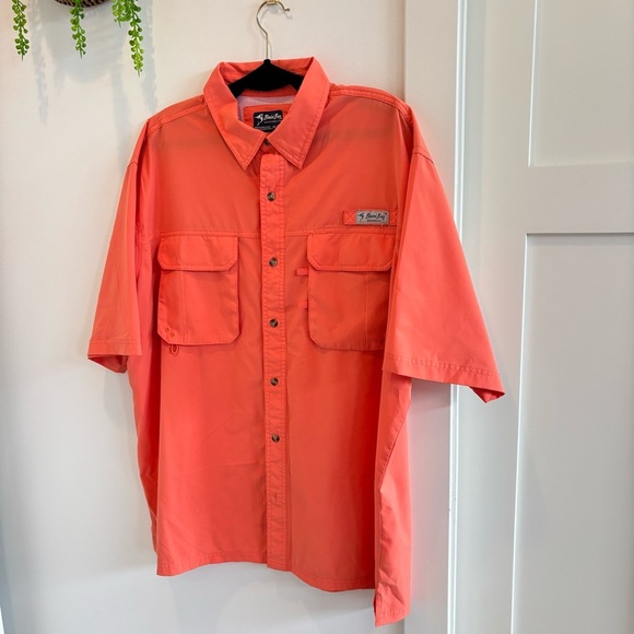 Bimini Bay Men's Fishing Boating Short Sleeve Button Down Orange Shirt Size 2XL - Picture 2 of 7